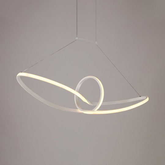 Minimalist White Knot Ceiling Pendant Led Chandelier Lamp - Slim Acrylic Warm/White/Natural Light