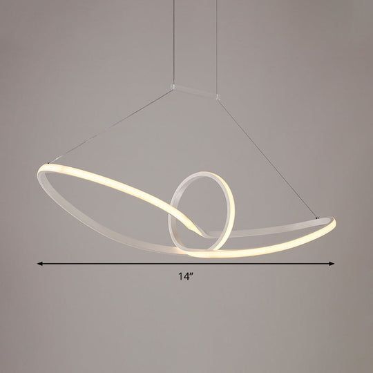 Minimalist White Knot Ceiling Pendant Led Chandelier Lamp - Slim Acrylic Warm/White/Natural Light