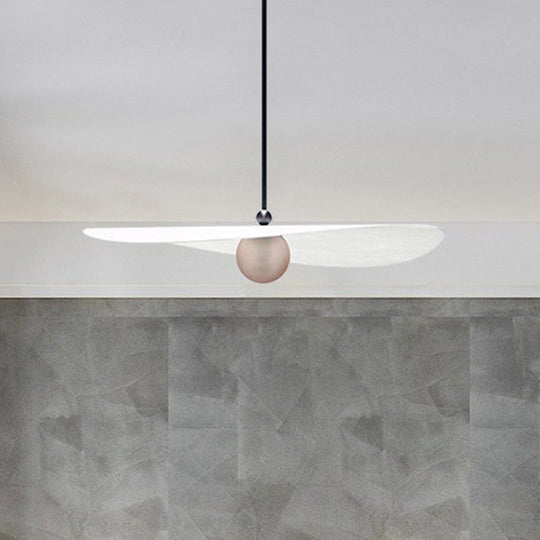 Sleek White Hanging Ceiling Light 1-Light Acrylic Suspension Lamp For Bedroom
