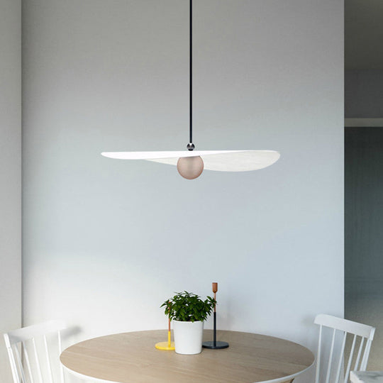 Sleek White Hanging Ceiling Light 1-Light Acrylic Suspension Lamp For Bedroom