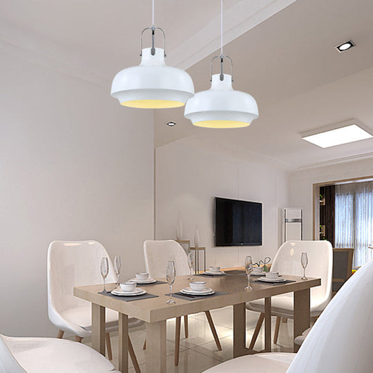 Modern Barn Metal Hanging Ceiling Light - 10/14 Wide Pendant Lighting Fixture In White/Pink