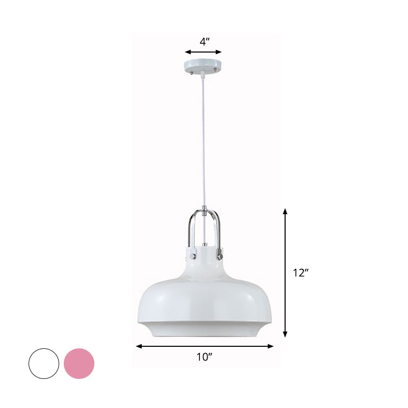 Modern Barn Metal Pendant Light - 10’/14’ Wide White/Pink