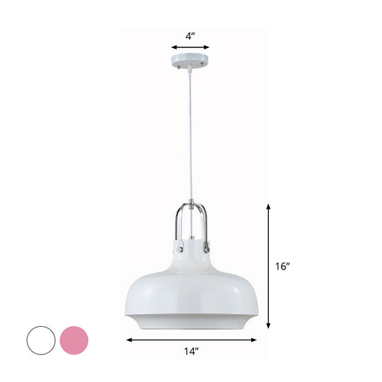 Modern Barn Metal Pendant Light - 10’/14’ Wide White/Pink