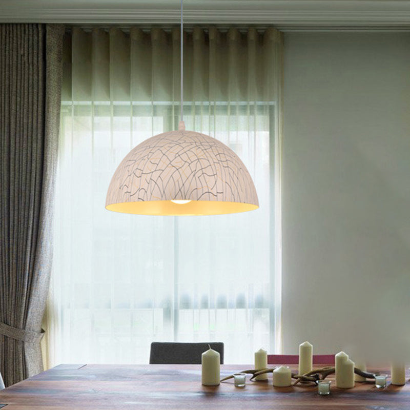 Dome Pendant Light Fixture - Minimalist Metal 1 Red Brown/Ivory 12’/14’/16’ Wide Ideal For