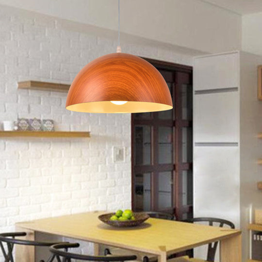 Dome Pendant Light Fixture - Minimalist Metal 1 12/14/16 Wide Red Brown/Ivory Dining Room Hanging