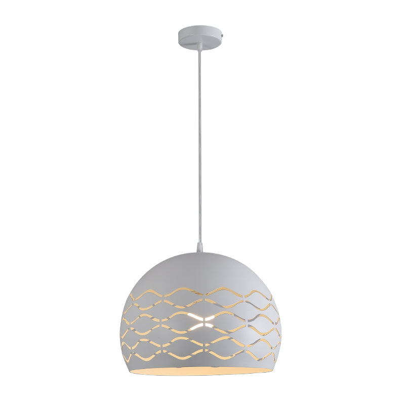 Minimalist Metal Dome Pendant Ceiling Light - 1 Suspension Lamp In White