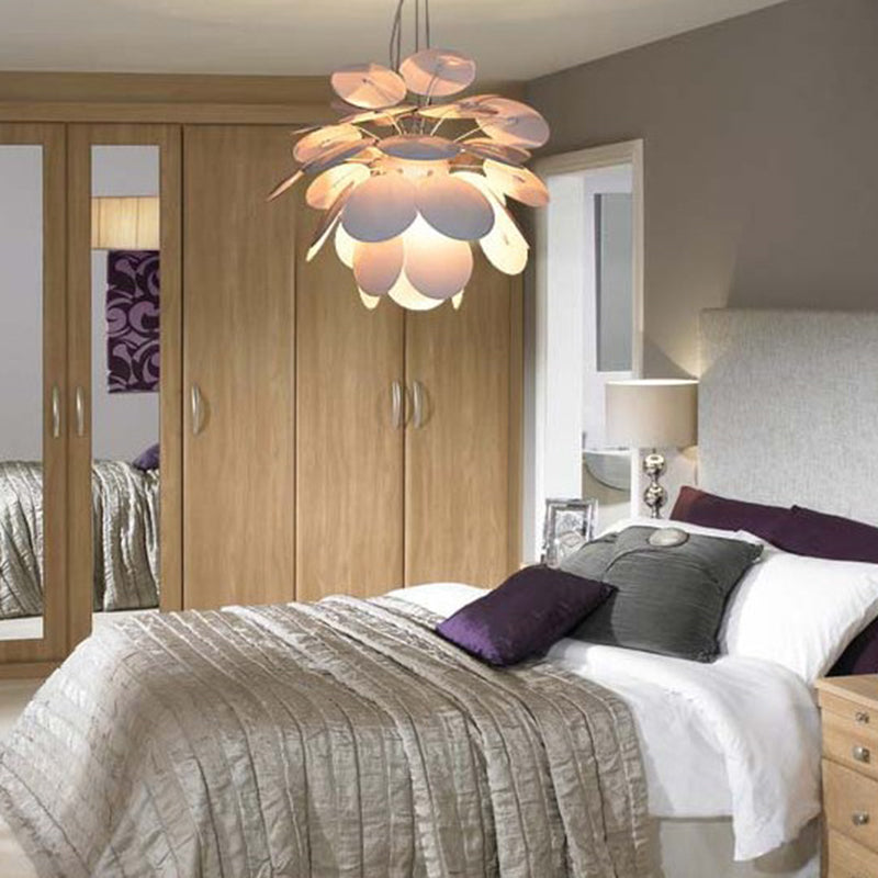 Minimalist Metal Pinecone Ceiling Light - 19.5’/23.5’ Wide White Pendant With Suspension