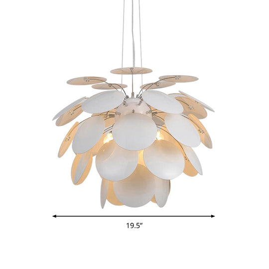 Minimalist Metal Pinecone Ceiling Light - 19.5’/23.5’ Wide White Pendant With Suspension