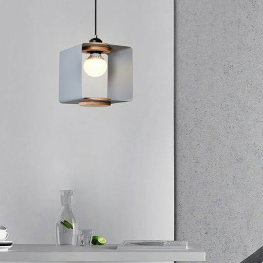 Contemporary Metal Drop Pendant Hanging Light Fixture For Dining Room - 1 Grey/White