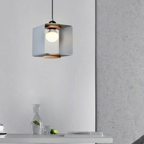 Metal Drop Pendant - Contemporary 1 Light Grey/White Dining Room Hanging Fixture