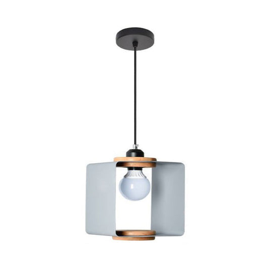 Metal Drop Pendant - Contemporary 1 Light Grey/White Dining Room Hanging Fixture