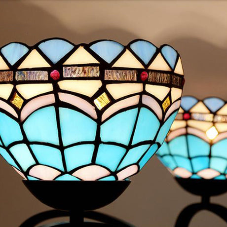Dome Hanging Chandelier - Blue/Blue And Clear Glass Baroque Ceiling Pendant 3/6/8 Lights Perfect For