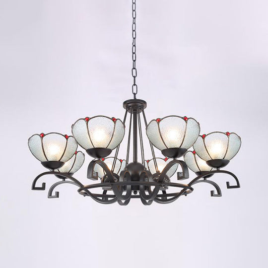 Glamorous Tiffany Chandelier With Frosted Glass Suspension And Multiple Sizes: 3 6 Or 8 Lights In