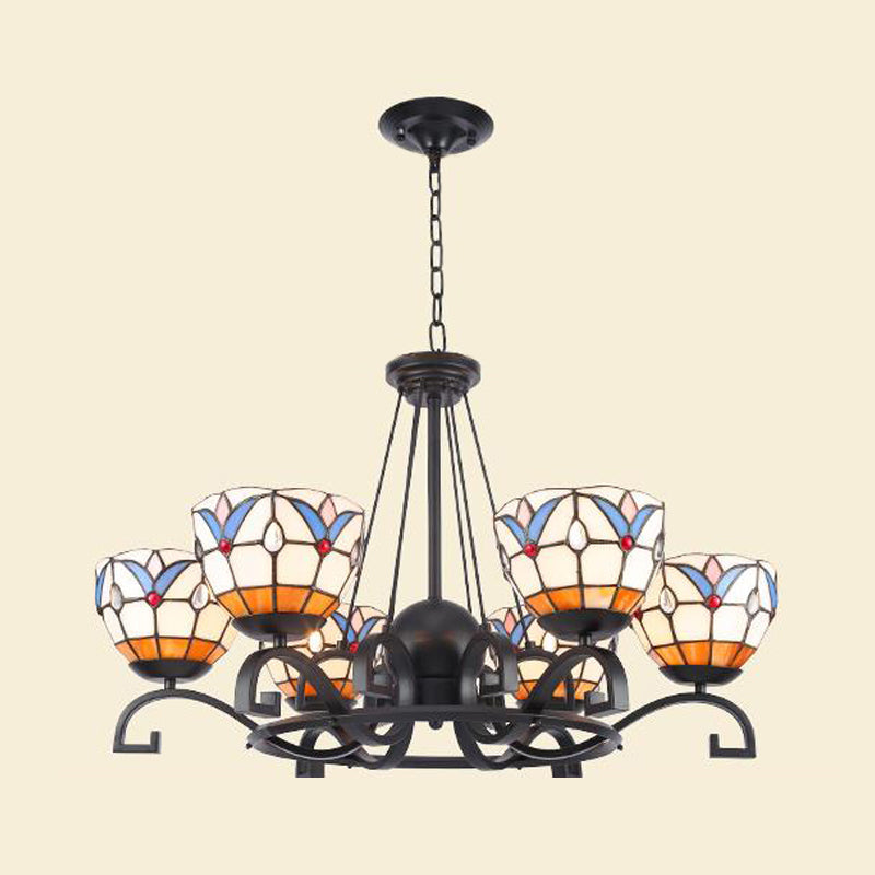 Glamorous Tiffany Chandelier With Frosted Glass Suspension And Multiple Sizes: 3 6 Or 8 Lights In