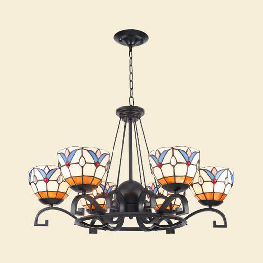 Glamorous Tiffany Chandelier With Frosted Glass Suspension And Multiple Sizes: 3 6 Or 8 Lights In