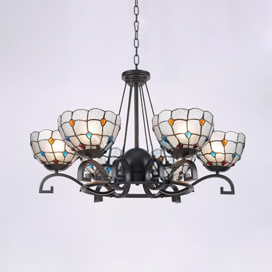 Glamorous Tiffany Chandelier With Frosted Glass Suspension And Multiple Sizes: 3 6 Or 8 Lights In