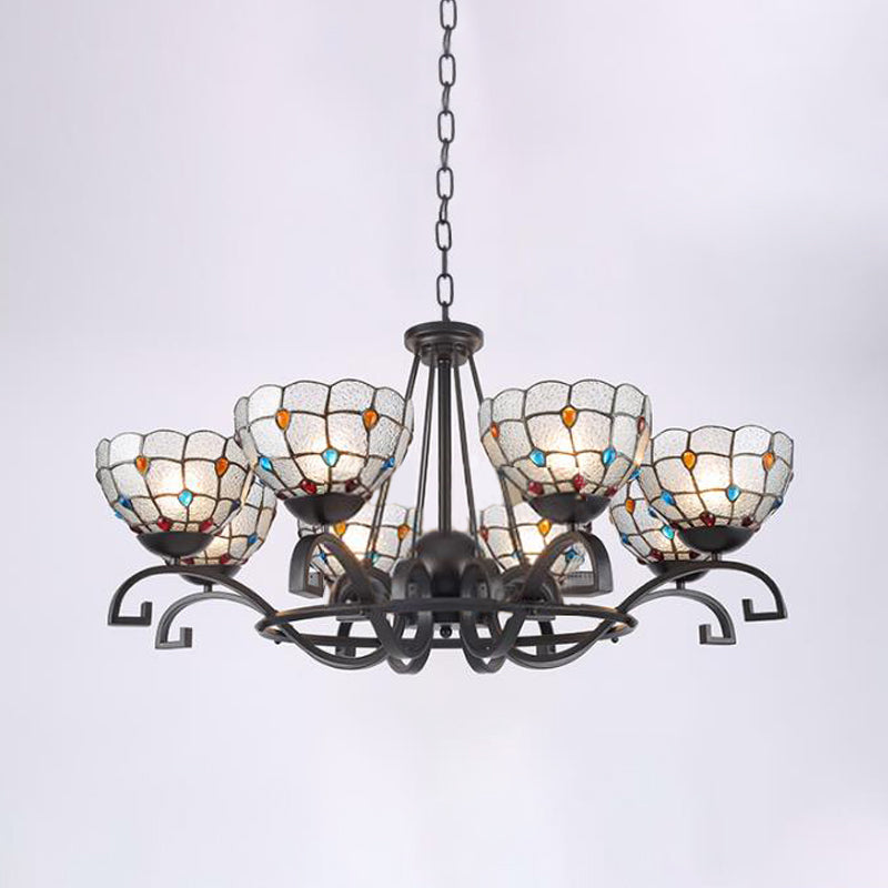 Glamorous Tiffany Chandelier With Frosted Glass Suspension And Multiple Sizes: 3 6 Or 8 Lights In