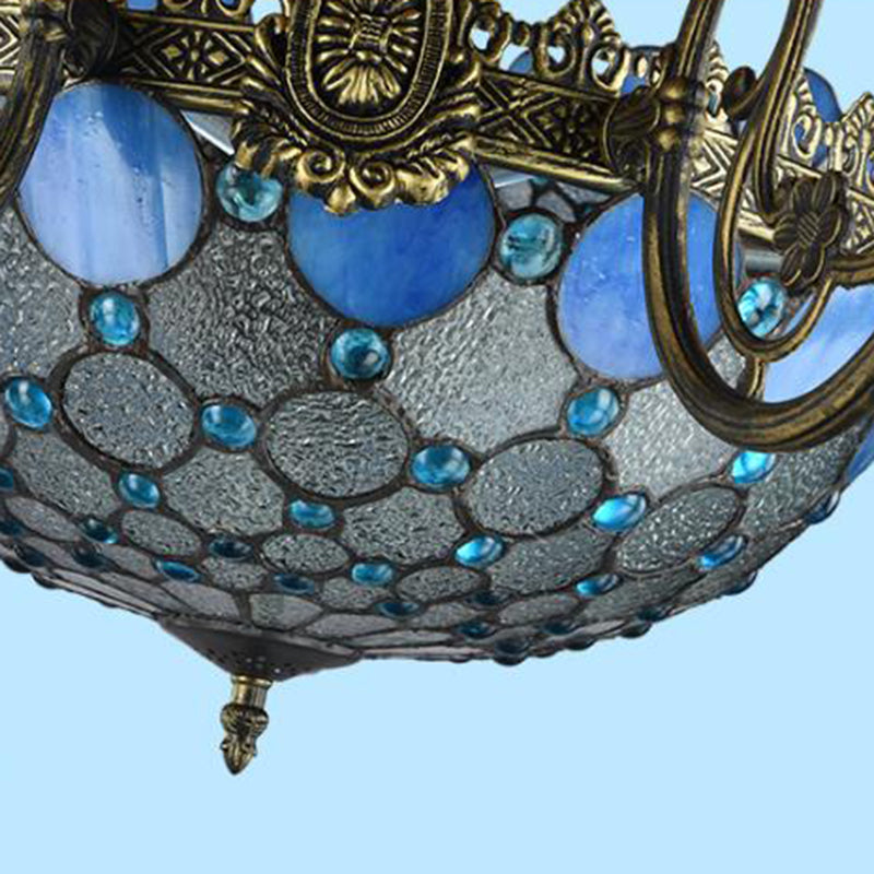 Bronze Beaded Chandelier Lamp - Antique Style 3/8/11 Lights Cut Glass Hanging Kit For Living Room