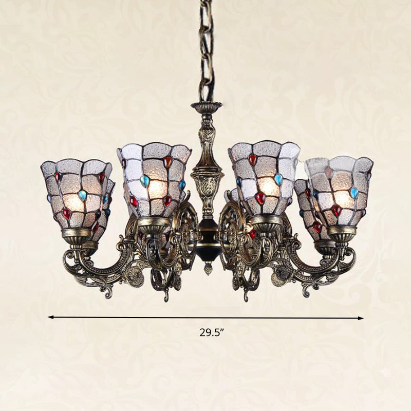 Bronze Jeweled Chandelier Lighting Fixture With Mediterranean Cut Glass - Antique Design Multiple
