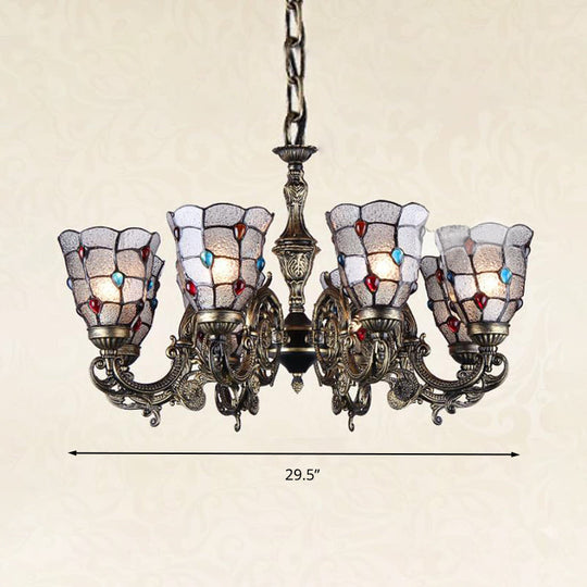 Bronze Jeweled Chandelier Lighting Fixture With Mediterranean Cut Glass - Antique Design Multiple