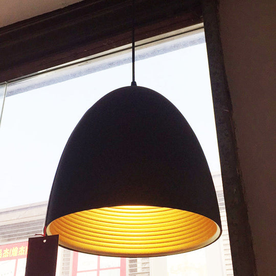 Minimalist Black Metal Domed Pendant Light For Restaurants 1-Light Hanging Lamp Kit