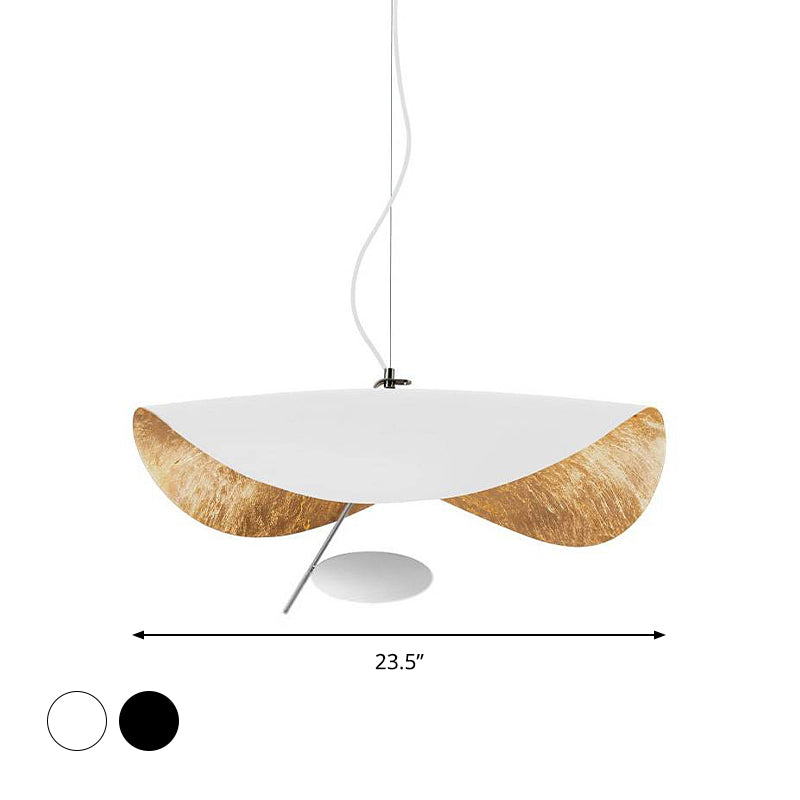 Modern Metal Geometric Pendant Light Kit - 16/23.5 Wide 1 White/Black Down Lighting For Living Room