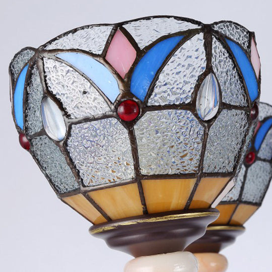 Lustre en verre méditerranéen avec abat-jour en forme de dôme - 3/5/8 lumières