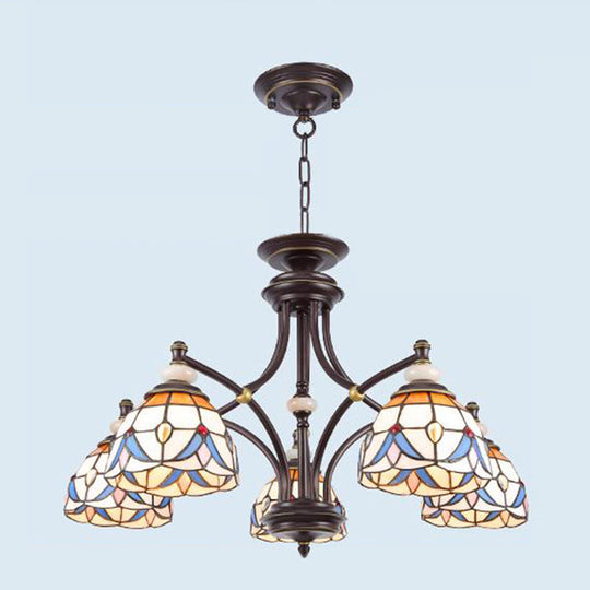 Lustre en verre méditerranéen avec abat-jour en forme de dôme - 3/5/8 lumières