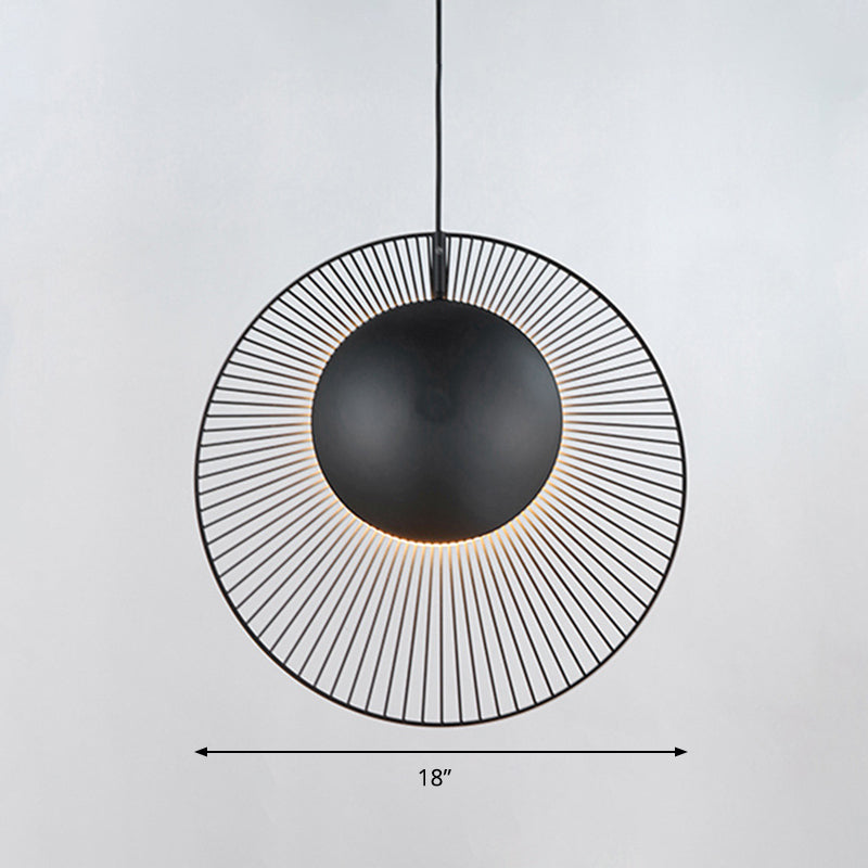 Round Metal Pendant Light In Black - 14’/18’ For Dining Room