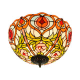 Victorian Glass Ceiling Flush Mount Light Fixture - Bowl Cut 2/3/5 Heads White/Green 12/16/19.5 Wide