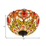 Victorian Glass Ceiling Flush Mount Light Fixture - Bowl Cut 2/3/5 Heads White/Green 12/16/19.5 Wide