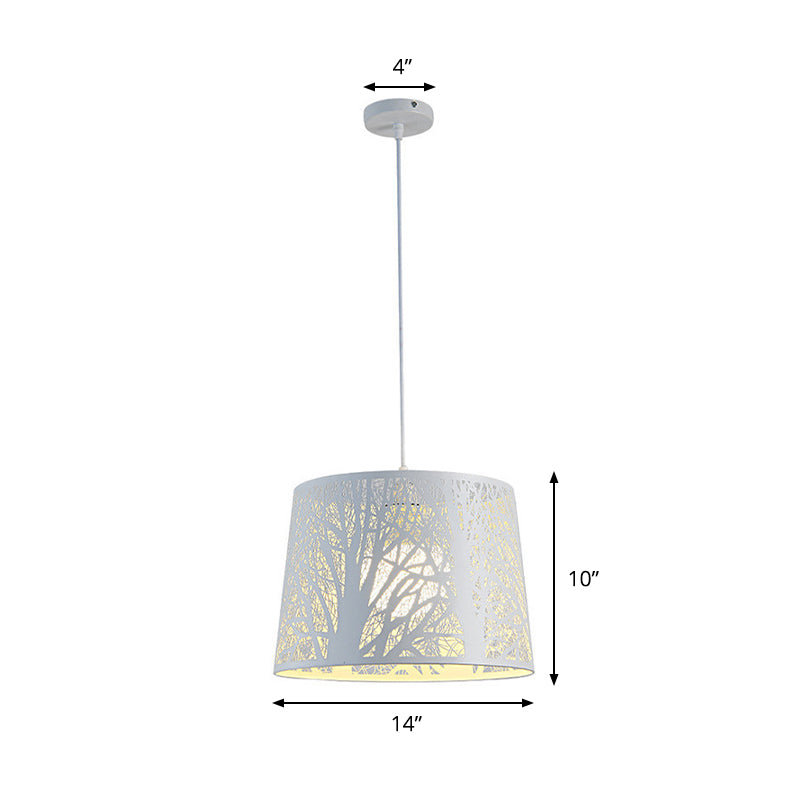 Sleek Metal Drum Pendant Light Kit For Dining Room White