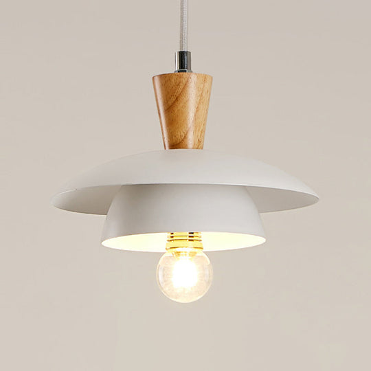 Modern Metal Domed Suspension Lamp - 1 Light White Ceiling Pendant For Dining Room
