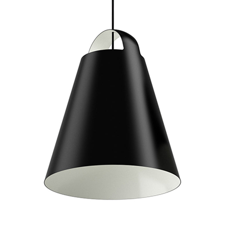 Modernist Trumpet Ceiling Light With Metal Shade - Black/White Suspension Fixture