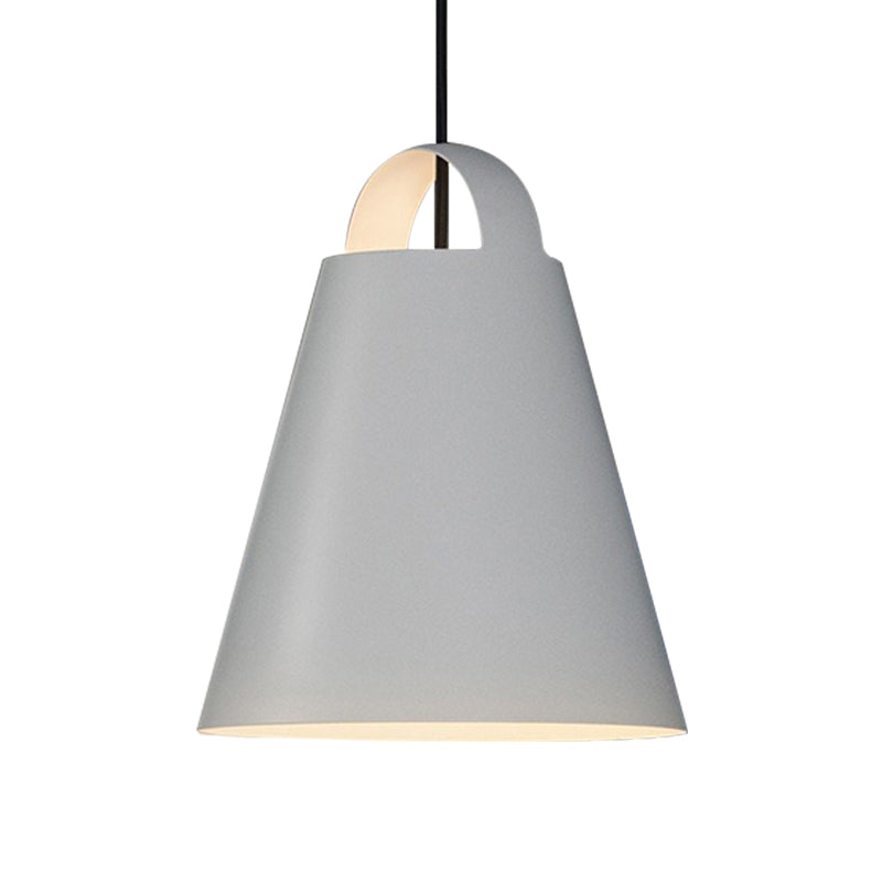 Modernist Ceiling Light - Black/White Trumpet Fixture With Metal Shade