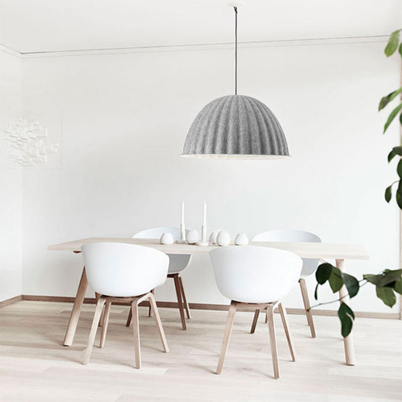 Modern Grey Pendant Light With Bowl Metal Shade For Living Room Ceiling