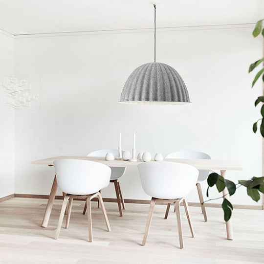 Modern Grey Pendant Light With Bowl Metal Shade For Living Room Ceiling