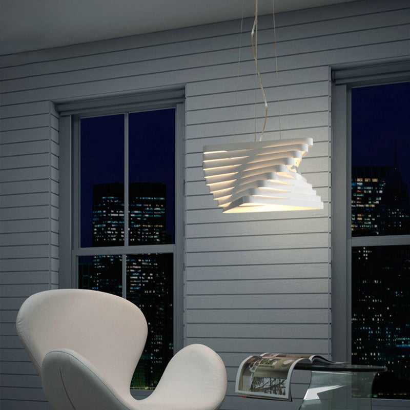 Laser Cut Hanging Pendant Light - Contemporary Metal Ceiling Fixture In White