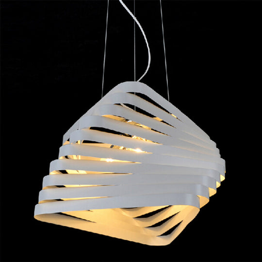 Contemporary Laser Cut Metal Pendant Light In White