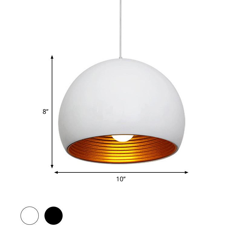 Modernist Metal Globe Down Lighting Ceiling Suspension Lamp 1 Head 10’/14’ Wide - Black/White
