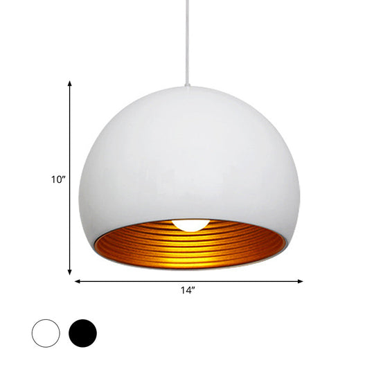 Modernist Metal Globe Down Lighting Ceiling Suspension Lamp 1 Head 10’/14’ Wide - Black/White