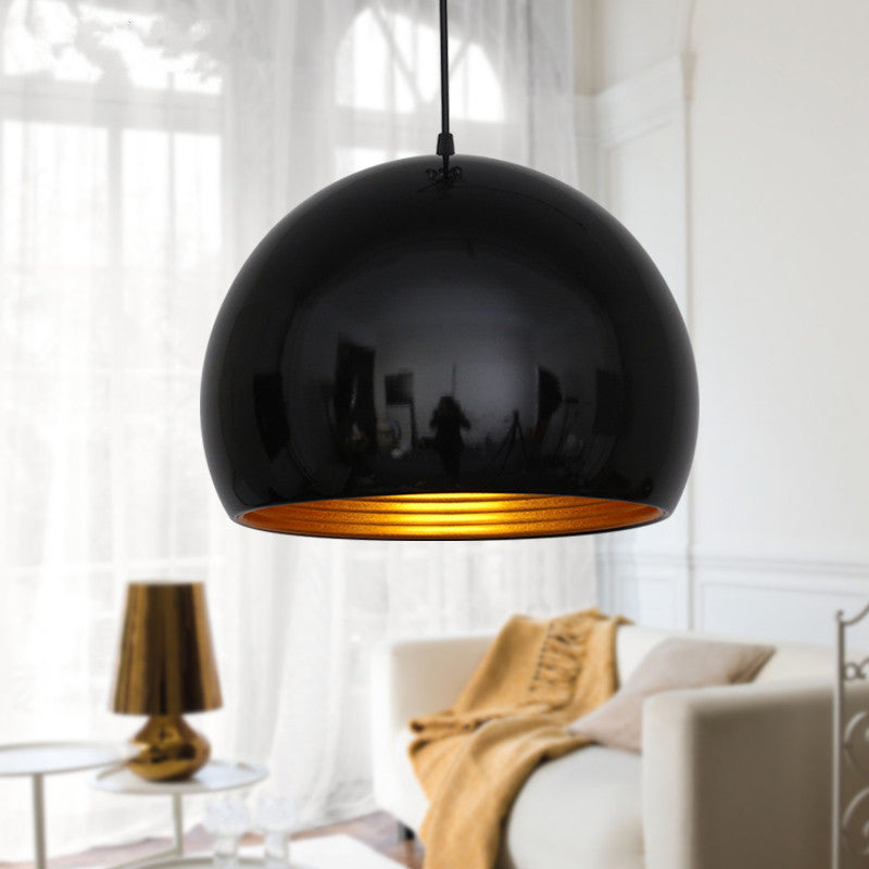 Modernist Metal Globe Down Lighting Suspension Lamp - 1 Head Black/White 10/14 Wide Black / 10