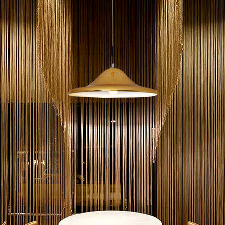 Gold Metal Saucer Pendant Light Modern 1-Light Kit For Dining Room 16/18 Wide / 18