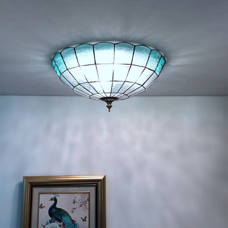 Baroque Blue Glass Ceiling Flush Mount Lighting Fixture - 2/3/4 Lights 12/16/19.5 Wide / 12