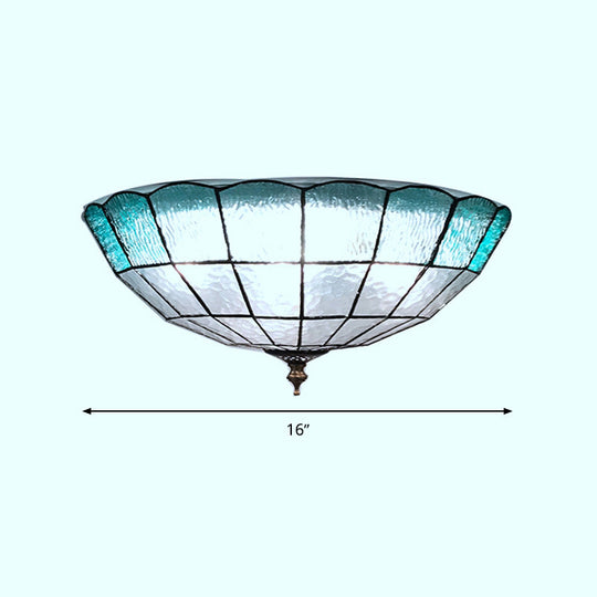 Baroque Blue Glass Ceiling Flush Mount Lighting Fixture - 2/3/4 Lights 12’/16’/19.5’ Wide