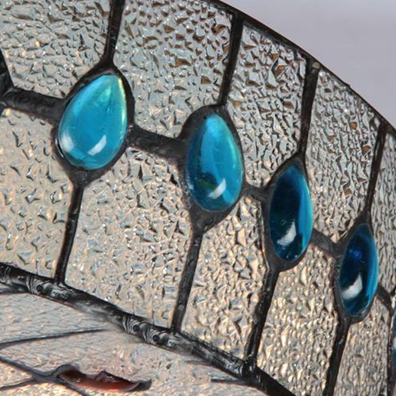 Baroque Blue Corridor Ceiling Flushmount Light With Bubble Glass Shade - 3 Sizes