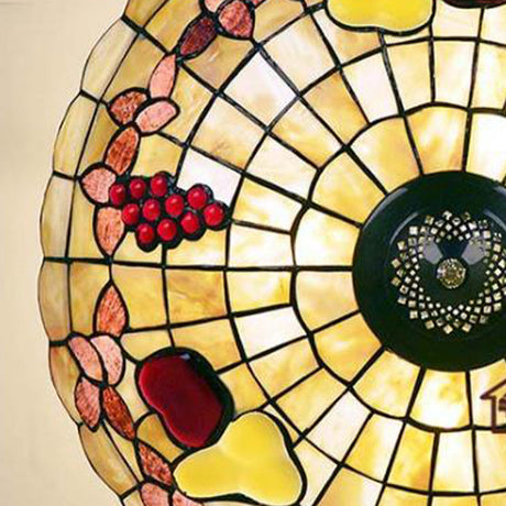 Tiffany Style Semi-Flush Ceiling Light With Butterfly Rose & Fruit Shell Shade