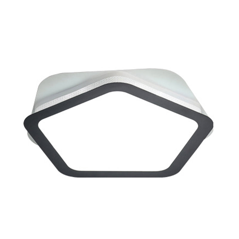 Modern Acrylic Led Pentagon Flush Light For Bedroom - White Or Warm Options