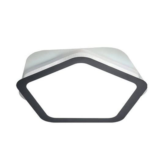 Modern Acrylic Led Pentagon Flush Light For Bedroom - White Or Warm Options