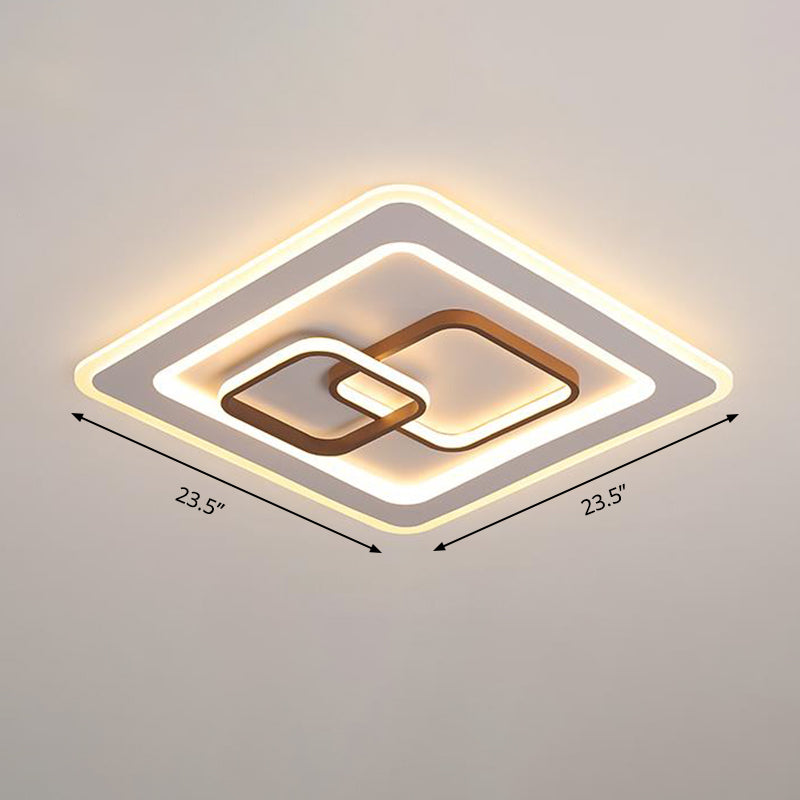 Contemporary Led Bedroom Flush Mount Lamp In White - Acrylic Square Design